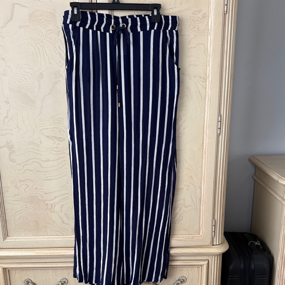 La Blanca Navy and White Striped Swim Coverup